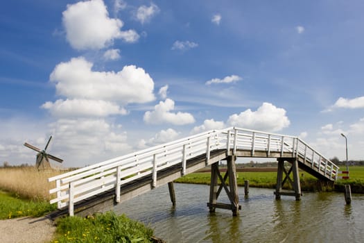 bridge and windmill, Netherlands