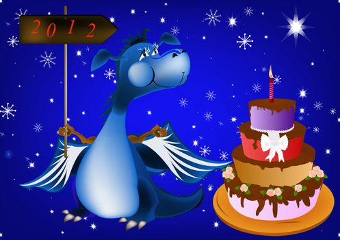 Dark blue dragon a symbol of new 2012 on east calendar