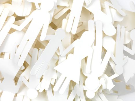 An image of craft people cutouts piled up together