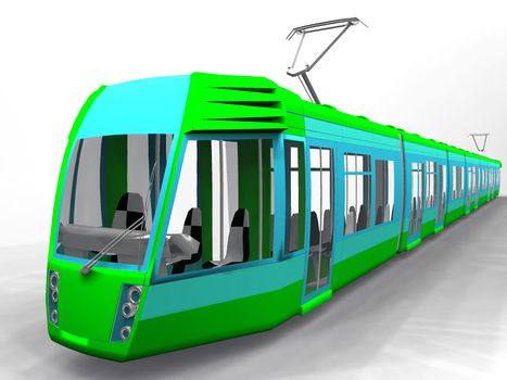 tram  on a white background