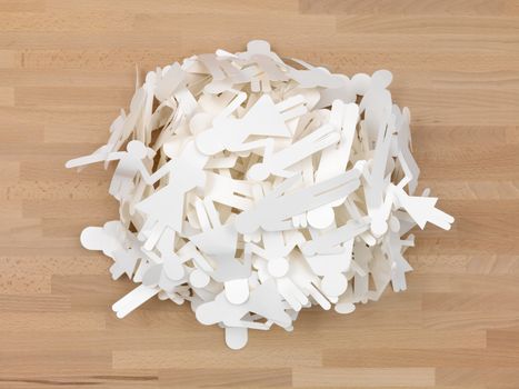 An image of craft people cutouts piled up together
