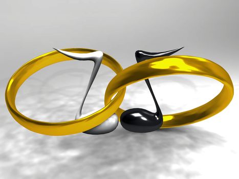 rings  in gold and musical notes