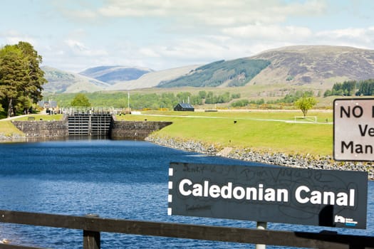 Laggan Locks on Caledonian Canal, West Highlands, Scotland