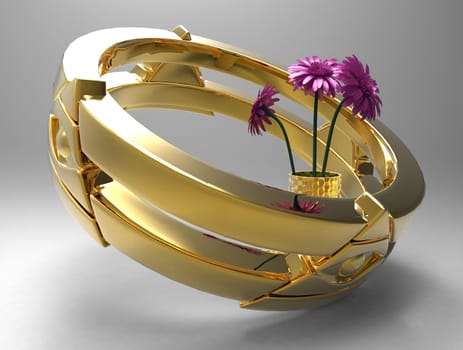 gold ring and flowers