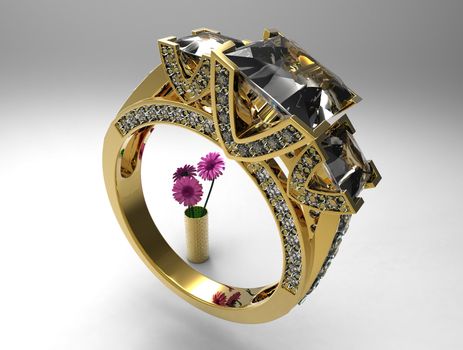 diamond ring and flowers