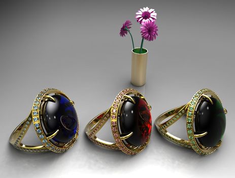 ruby ,emerald and sapphire rings