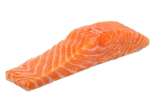 piece of salmon fillet isolated on white background