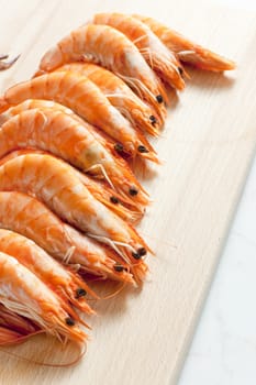 still life of raw prawns