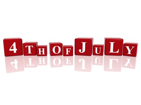 3d red cubes with letters makes 4th of July