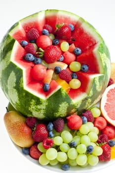 fruit salad in water melon