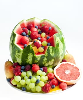 fruit salad in water melon