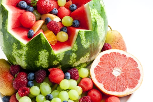 fruit salad in water melon