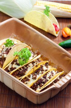 baked tacos with minced meat and cheese