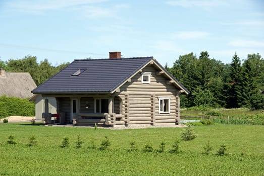 Wooden apartment house in a countryside