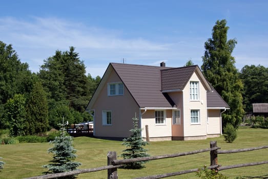 Wooden apartment house in a countryside