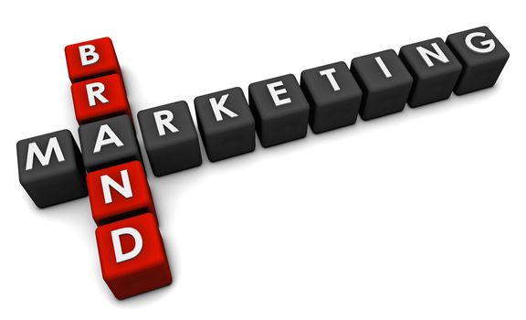 Brand Marketing Concept in 3d Blocks Art