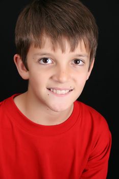 Young boy with big eyes in casual attire