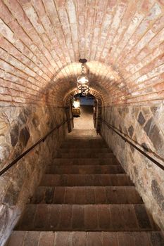 Brick stairs going into a cellar