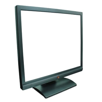 Computer monitor in black over a white background