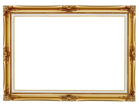 Old gilded frame for painting isolated on white background