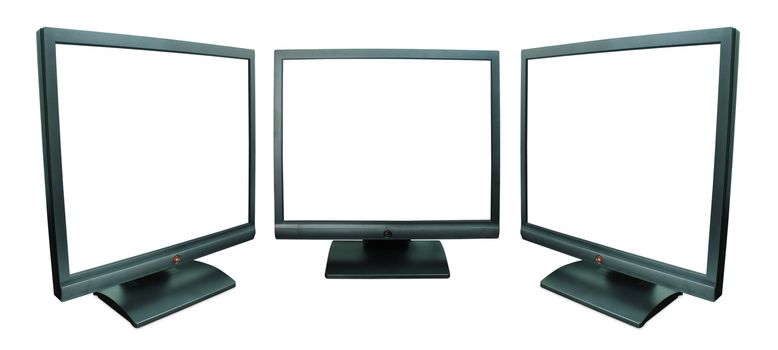 Computer monitor in white over a white background
