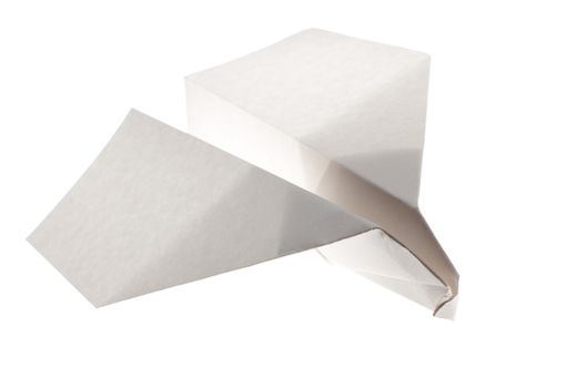 Paper airplane isolated on white background.