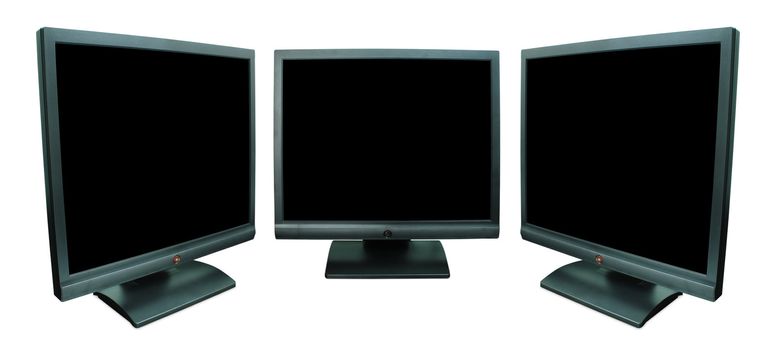 Computer monitor in black over a white background