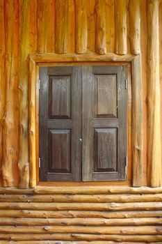 Log wood wall and window