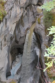 Fountain at Maligne Canyon in Jasper National Park, Canada