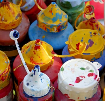 Close-up color paint in bottle