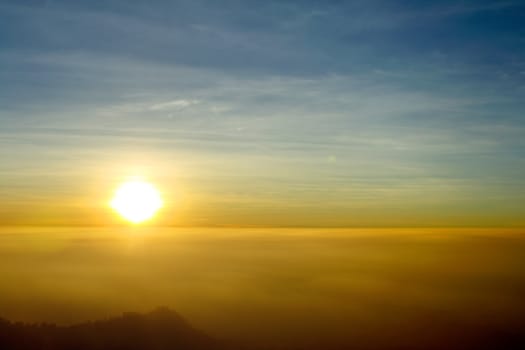 Sunset over mountain in Thailand