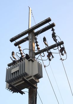 Power line against over a sky