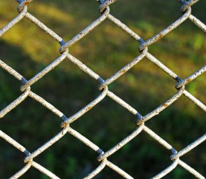 Wire fence with glass background