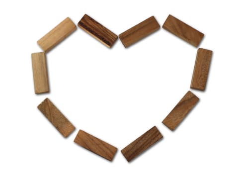 Wooden hearts on white background