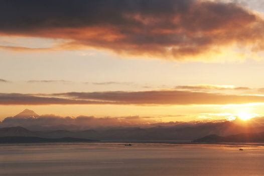 bay  an kamchatka with volcanoes in city boundaries