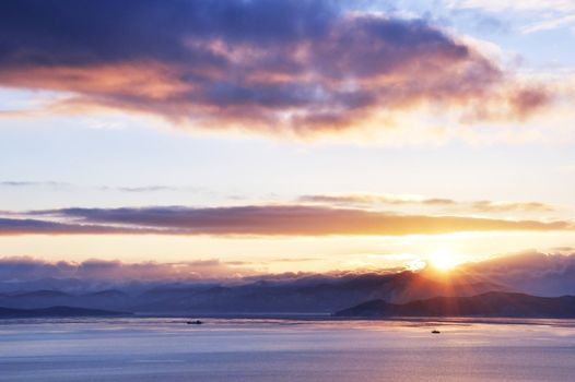 bay  an kamchatka with volcanoes in city boundaries