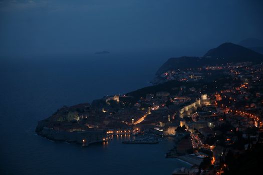 Dubrovnik, Croatia. Most popular travel destination in Adriatic sea. Night scene