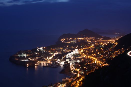 Dubrovnik, Croatia. Most popular travel destination in Adriatic sea. Night scene