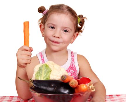 beauty little girl with vegetables