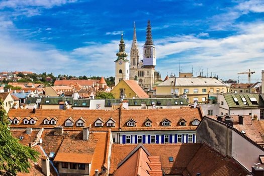 Capital of Croatia Zagreb - view from upper town, catherdral and church