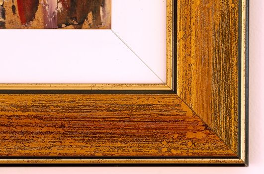 angle of yellow painting frame closeup macro