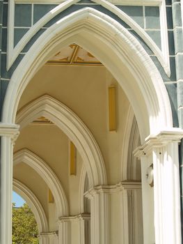 Entry arch in church years old in Thailand