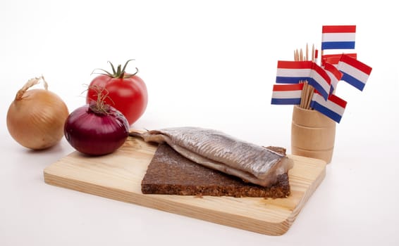 Typical Dutch salted herring called maatje or zoute haring