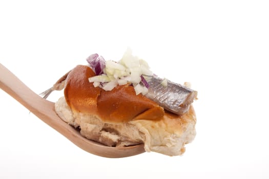 Typical Dutch salted herring called maatje or zoute haring