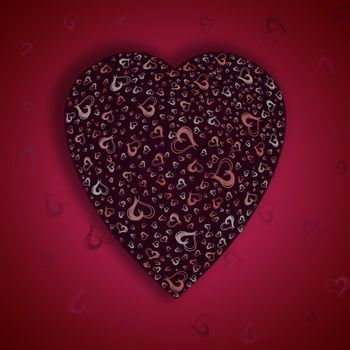 Beautiful claret heart on a red background