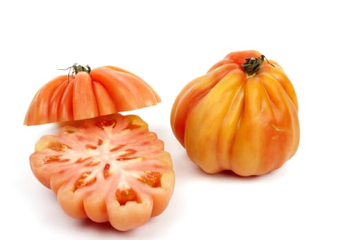 Coeur de boeuf tomato against a white background