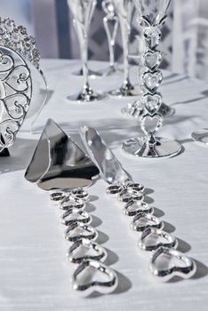 cutlery lying on the holiday table