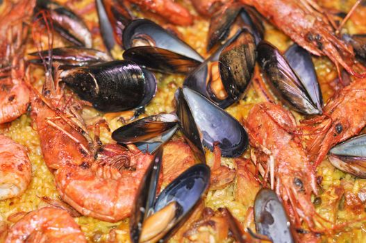 Detail of traditional Valencian rice dish from Spain