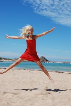 woman Jumping on beach