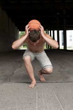 the guy with the ball in the street